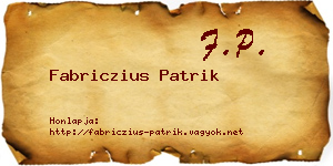 Fabriczius Patrik névjegykártya